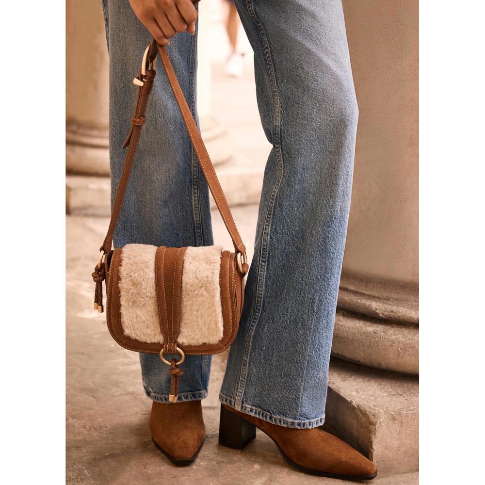 Mint Velvet Harper Faux Fur Suede Saddle Bag